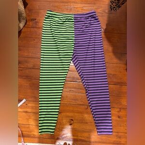 Striped Green and Purple Leggings